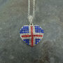 British Union Jack Rhinestone Heart Necklace, thumbnail 2 of 3