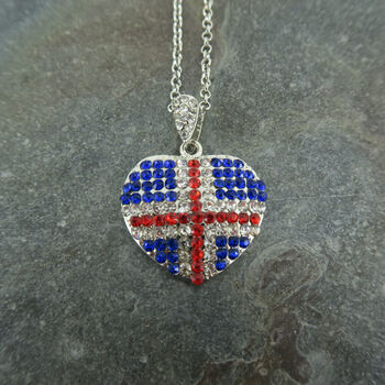 British Union Jack Rhinestone Heart Necklace, 2 of 3