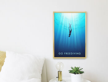 Go Freediving Travel Poster Art Print, 3 of 8