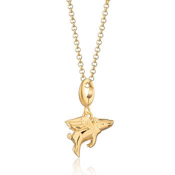 18ct Gold Flying Pig Charm Necklace, 2 of 6