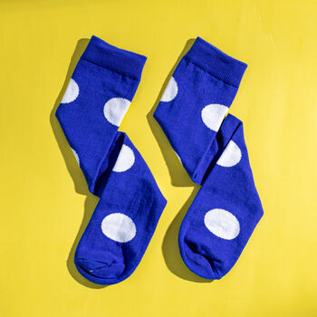 Royal Blue Polka Dot Egyptian Cotton Men's Socks, 4 of 4
