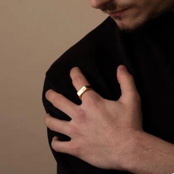 Personalised 18 K Gold Signet Rectangular Rings, 5 of 11