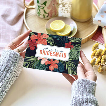 Will You Be My Bridesmaid Tropical Card, 2 of 4