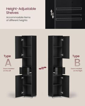 Tall Bathroom Cabinet Narrow Cupboard Storage Unit, 7 of 10
