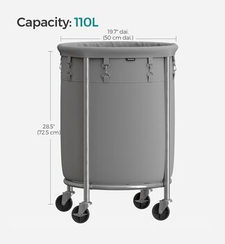 Rolling Laundry Basket With Steel Frame Trolley, 2 of 7
