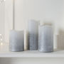 Set Of Three Silver Ombre Wax LED Pillar Candles, thumbnail 3 of 4