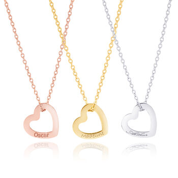 Personalised Heart Necklace Engraved With Name, 2 of 6