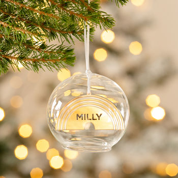 Personalised Mirrored Rainbow Glass Dome Bauble, 2 of 4
