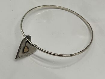 Handmade Sterling Silver Whimsy Heart Charm Bangle, 3 of 5