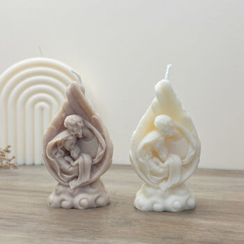 Christmas Holy Family Nativity Candle In Angel Wings, 3 of 9