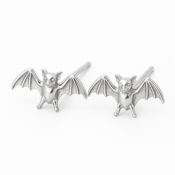 Sterling Silver Bat Stud Earrings – 12mm X 6mm, 3 of 7