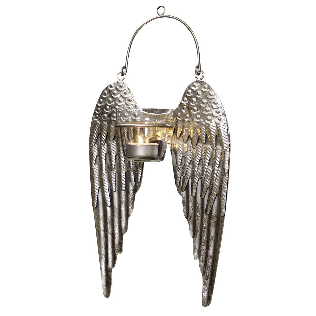 metal hanging angel wings candle holder by dibor