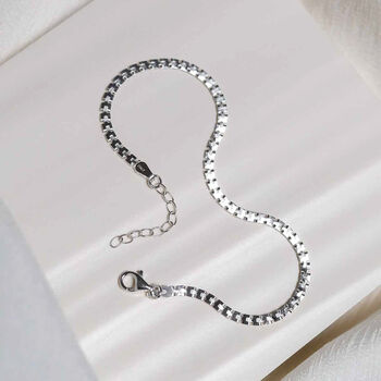 Sterling Silver Greek Box Chain Bracelet, 3 of 5