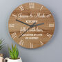 Personalised Free Text Wood Effect Round Wall Clock, thumbnail 4 of 6