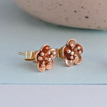 9ct Gold Flower Stud Earrings, 8 of 9