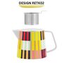 Porcelain Striped Tea Pot With Filter And Matching Mugs, thumbnail 3 of 8