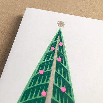 Retro Christmas Tree Mini Holiday Card, 3 of 4