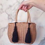 Boho Wicker Tassel Tote Summer Bag, thumbnail 1 of 12