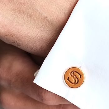 Personalised Leather Initial Cufflinks, 4 of 12