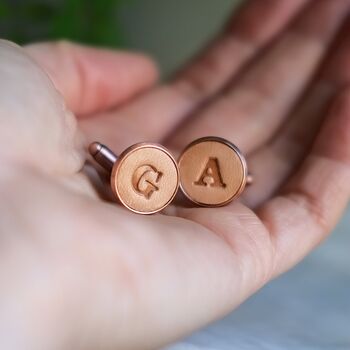 Personalised Leather Cufflinks Anniversary Gift, 9 of 12