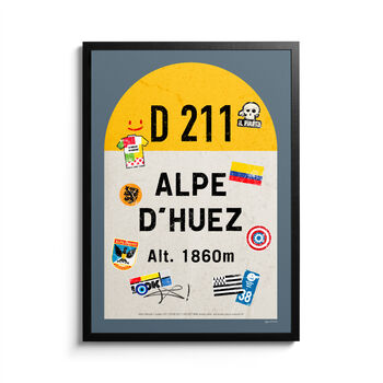 Personalised Cycling Road Sign, Alpe D’huez Art Poster, 2 of 9