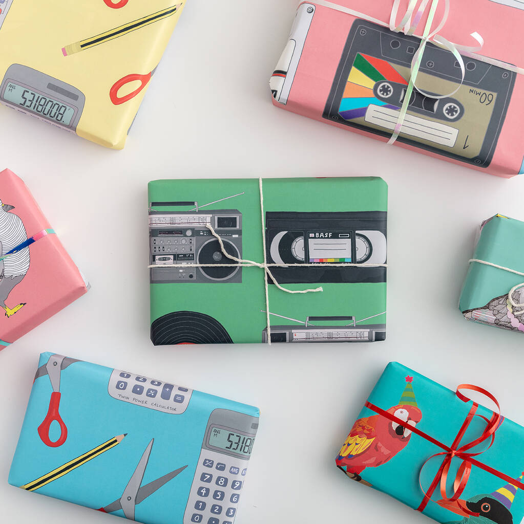 Calculator Boobies Wrapping Paper, Blue By you've got pen on your face