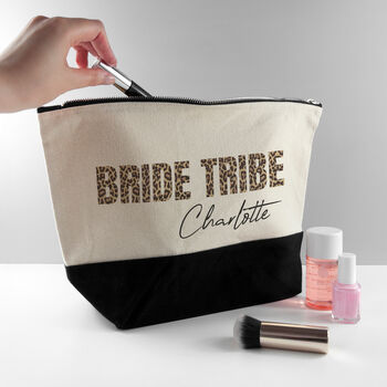 Personalised Bride Tribe Animal Print Makeup Bag, 2 of 9