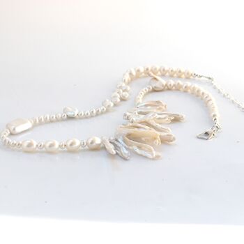 Mismatched White Freshwater Pearl Necklace, 3 of 11