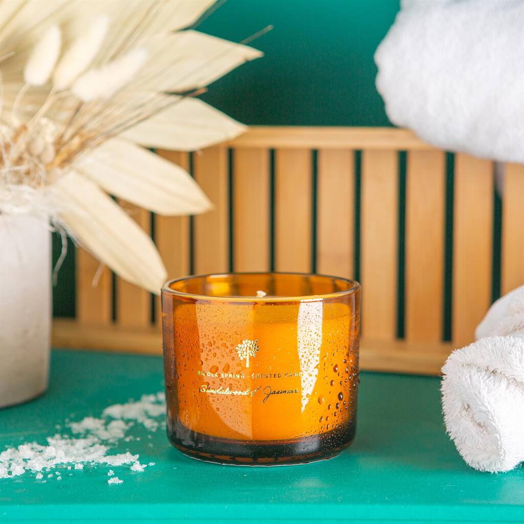 Sandalwood And Jasmine Scented Candle 33hr Burn By Rinkit