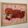 'Cherry Bomb' Reverse Glass Gold Leaf Wall Art Sign, thumbnail 7 of 12