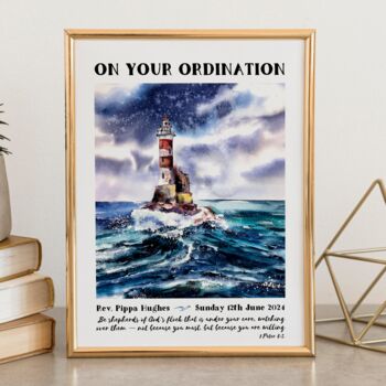 Personalised Ordination Lighthouse Print, 2 of 4