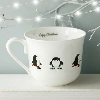 Personalised Skating Penguin Christmas Cup, 3 of 4