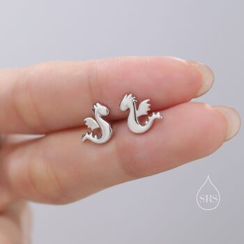 Sterling Silver Extra Small Baby Dragon Stud Earrings, 7 of 12