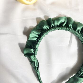 Green Silk Rouched Headband, 3 of 4