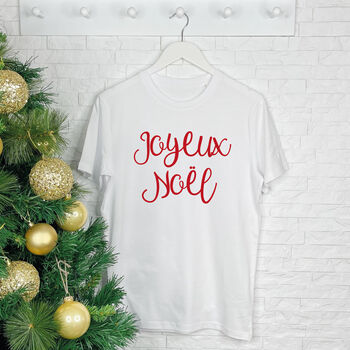 Joyeux Noel Womens Christmas T Shirt, 3 of 6