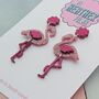 Handmade Pink Flamingo Glitter Resin Earrings, thumbnail 4 of 4