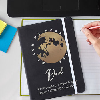Personalised Moon And Stars Black Hardback Notebook, 3 of 4