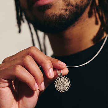 Octagon Vegvisir Viking Rune Personalised Silver Necklace, 2 of 11