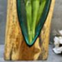 26cm V Shaped Molten Glass Vase On Teak Root – Handmade Wooden, thumbnail 9 of 12