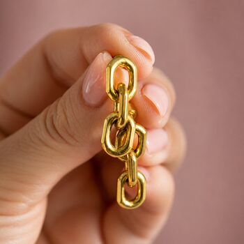 Gold Plated Chunky Chain Drop Earrings, 4 of 5