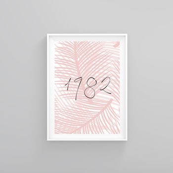 Personalised Year Print Palm Leaf Pink Or Green, 2 of 3