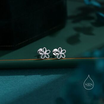 Forget Me Not Internally Threaded Flat Back Earrings In Sterling Silver, 5 of 11