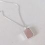 The Rectangle Rose Quartz Necklace, Silver, thumbnail 5 of 9