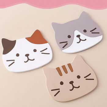 Cute Cat Coaster Cat Lover Gift Two Colours, 2 of 2