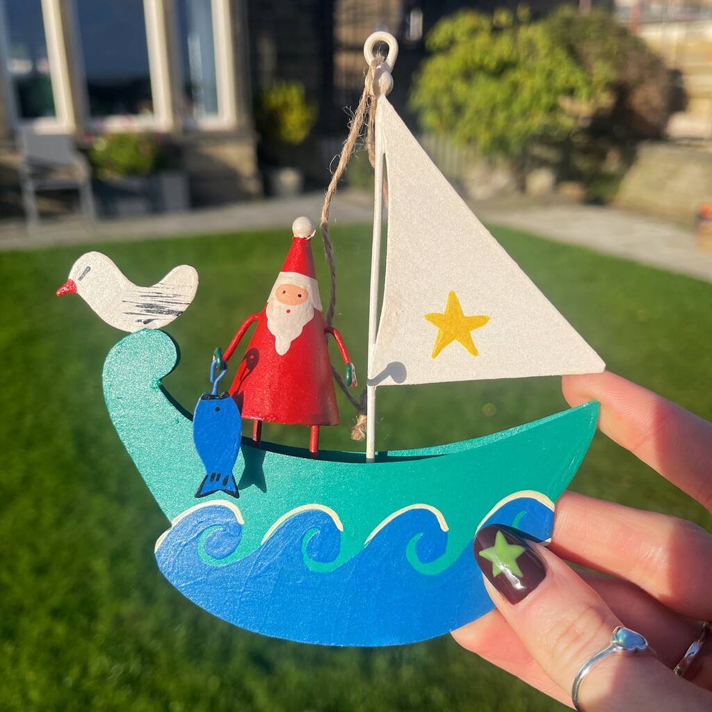 Personalised Christmas Santa In His Sailing Boat, 1 of 3