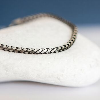 Mens Oxidised Sterling Silver Snake Chain Necklace, 3 of 10