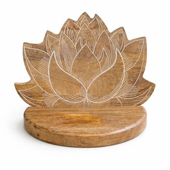 White Lotus Wash Handcarved Wooden Shelf, 3 of 4