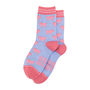 Pink Pigs Farm Animals Bamboo Socks Women's Blue, thumbnail 2 of 3