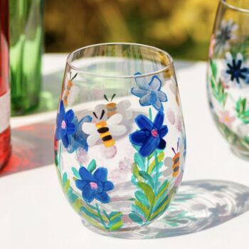 Hand Painted Flower Glass Tumblers, 3 of 8