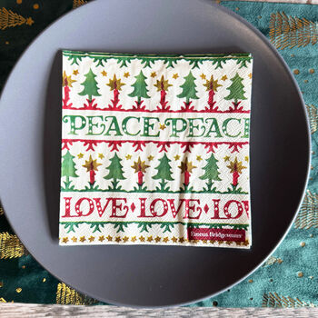 Joyful Christmas Lunch Napkins Peace And Love Set Of 20, 3 of 4